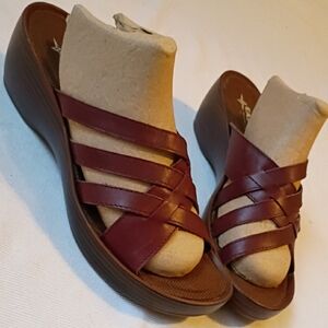Eastland  Brown Leather Poppy Wedge Sandal